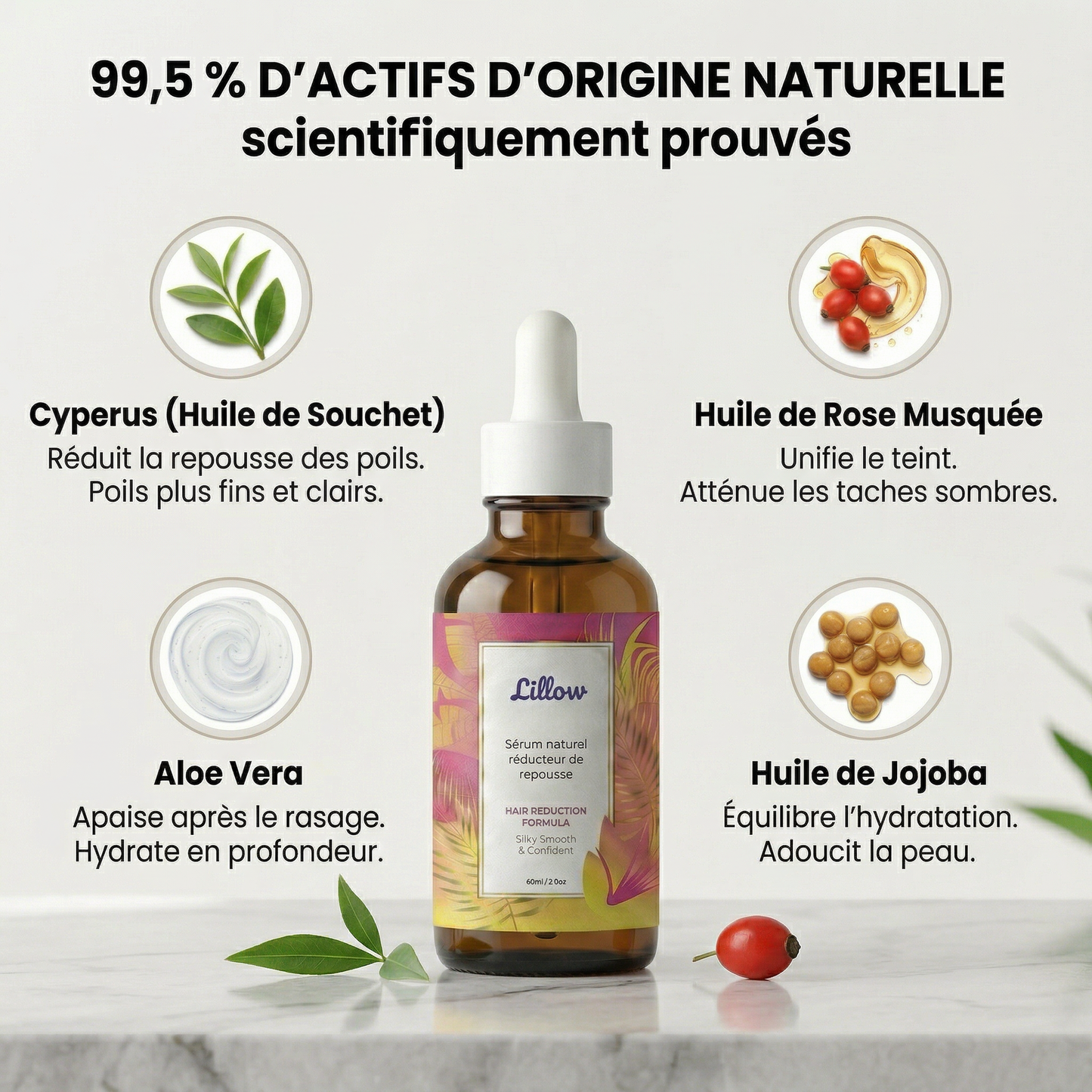 Sérum naturel réducteur de repousse